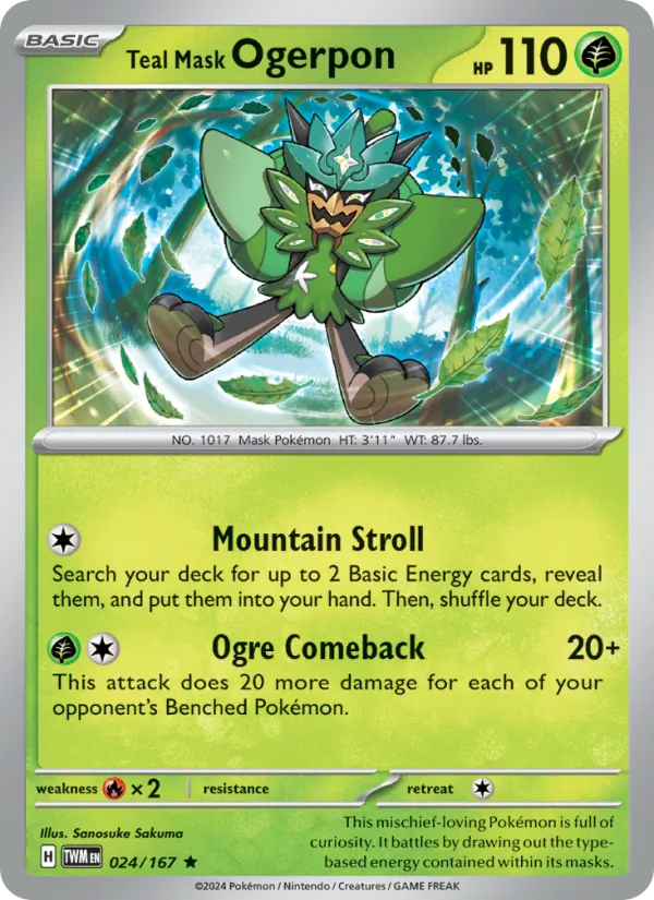 Teal Mask Ogerpon - Twilight Masquerade Pokemon Card