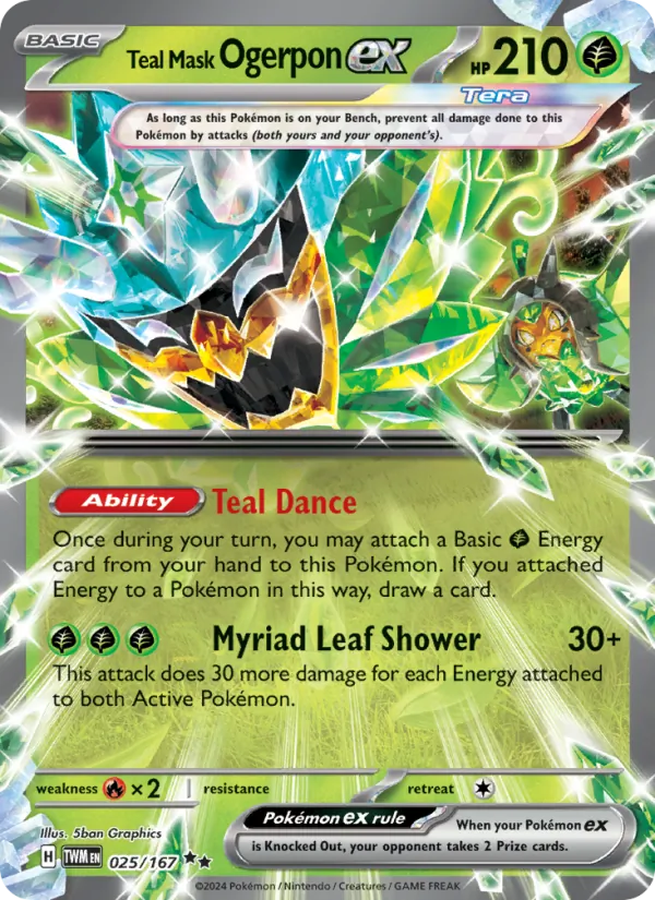 Teal Mask Ogerpon ex - Twilight Masquerade Pokemon Card