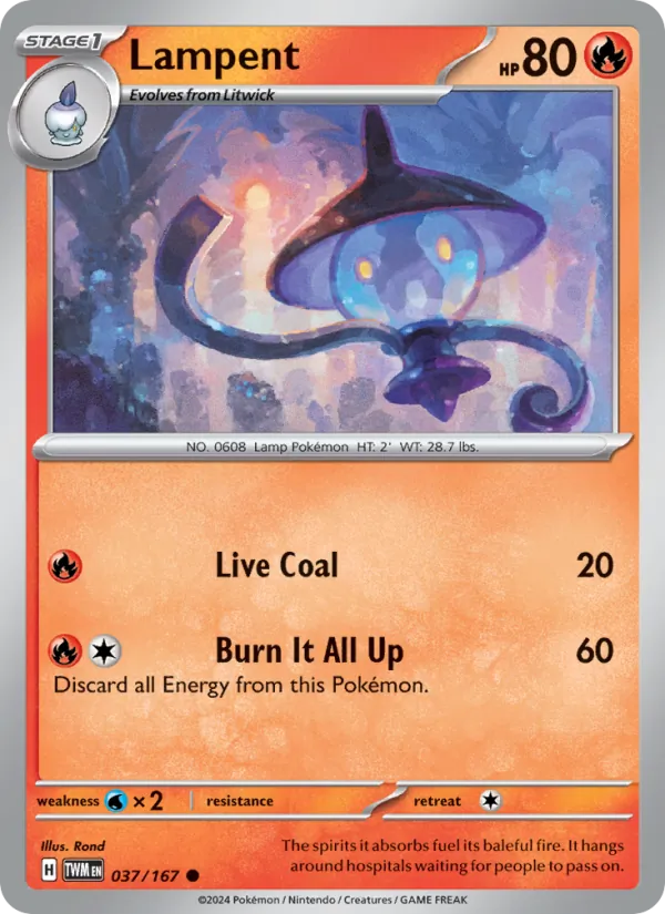 Lampent - Twilight Masquerade Pokemon Card