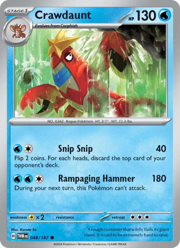 Crawdaunt - Twilight Masquerade Pokemon Card