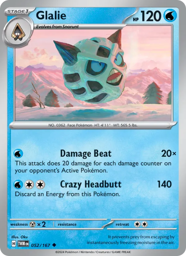 Glalie - Twilight Masquerade Pokemon Card