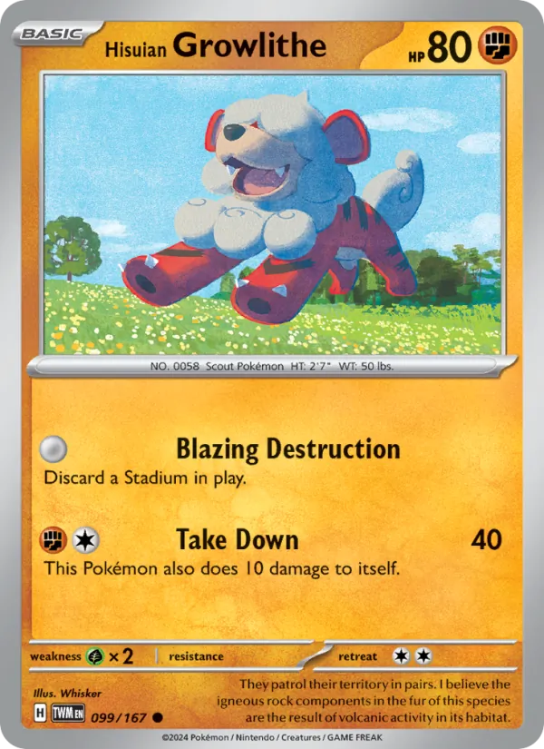 Hisuian Growlithe - Twilight Masquerade Pokemon Card