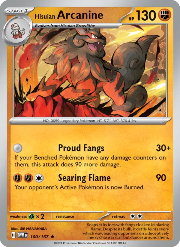 Hisuian Arcanine - Twilight Masquerade Pokemon Card