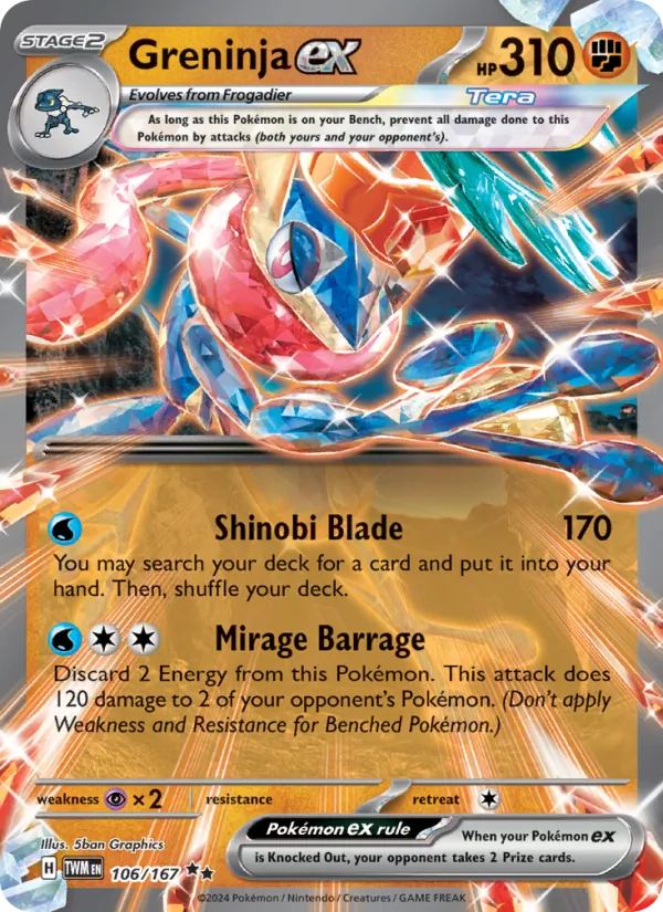 Greninja ex - Twilight Masquerade Pokemon Card