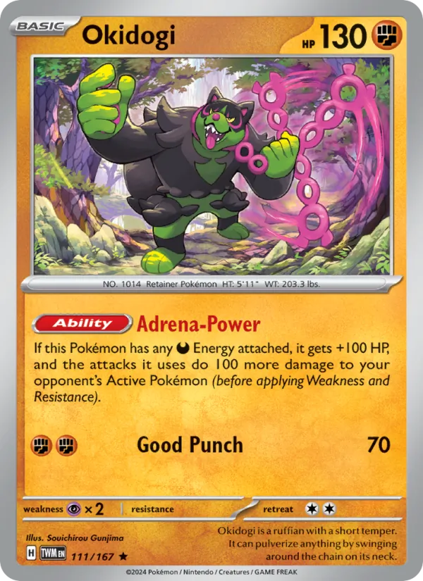 Okidogi - Twilight Masquerade Pokemon Card