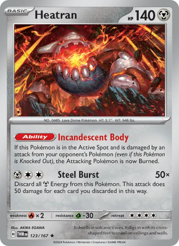 Heatran - Twilight Masquerade Pokemon Card