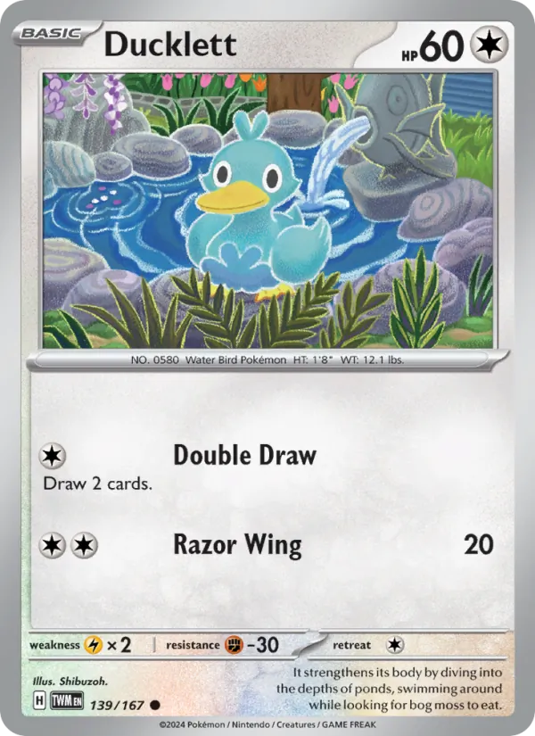 Ducklett - Twilight Masquerade Pokemon Card