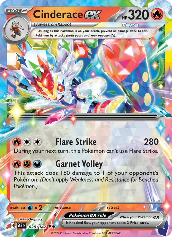 Cinderace ex - Stellar Crown Pokemon Card