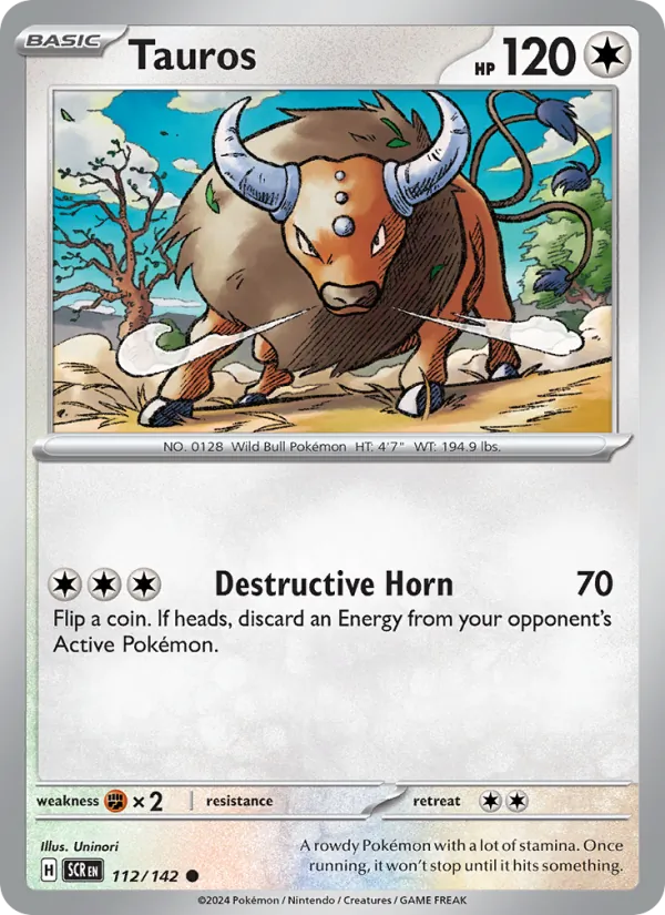 Tauros - Stellar Crown Pokemon Card