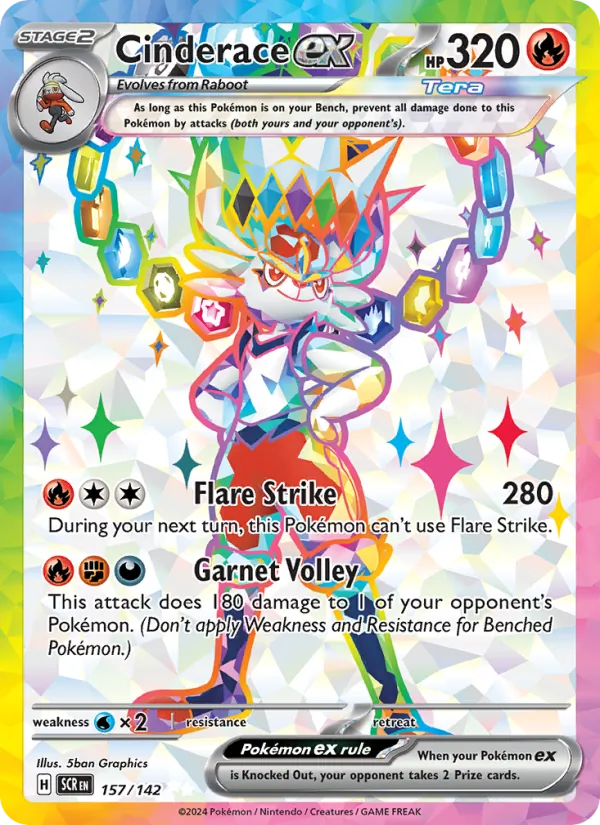 Cinderace ex - Stellar Crown Pokemon Card