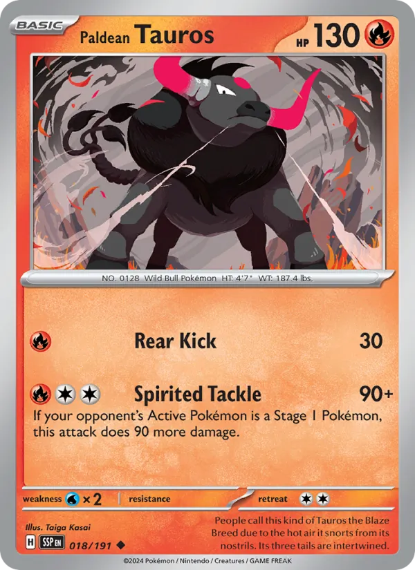 Paldean Tauros - Surging Sparks Pokemon Card