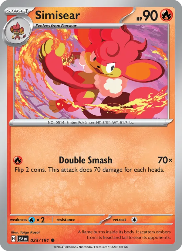 Simisear - Surging Sparks Pokemon Card