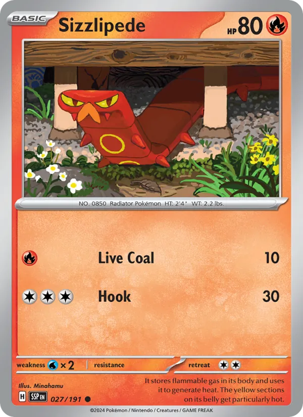 Sizzlipede - Surging Sparks Pokemon Card
