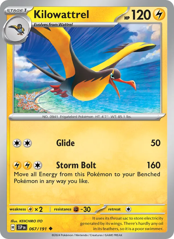Kilowattrel - Surging Sparks Pokemon Card