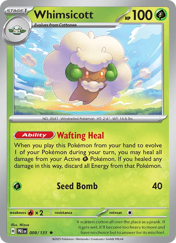 Whimsicott - Prismatic Evolutions Pokemon Card