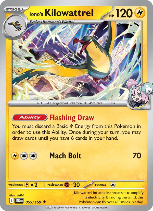 Iono's Kilowattrel - Journey Together Pokemon Card