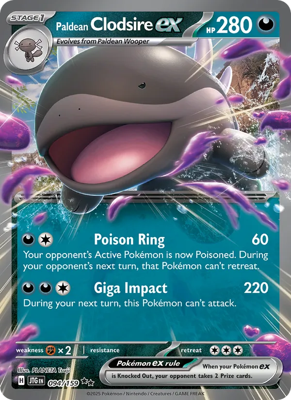 Paldean Clodsire ex - Journey Together Pokemon Card