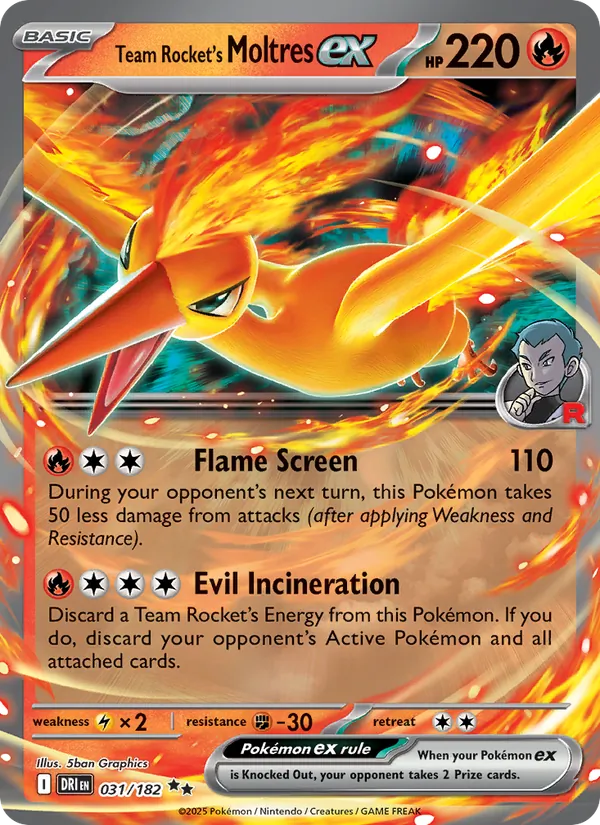 Team Rocket's Moltres ex - Destined Rivals Pokemon Card