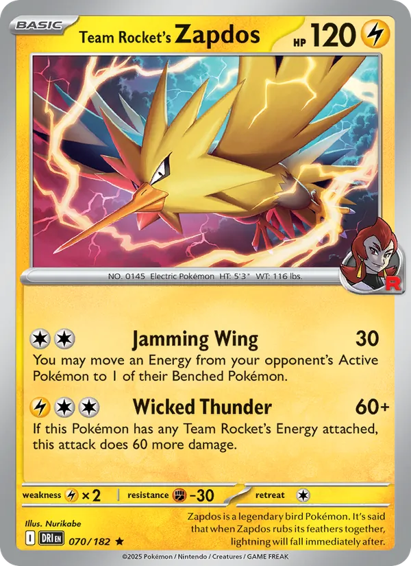 Team Rocket's Zapdos - Destined Rivals Pokemon Card