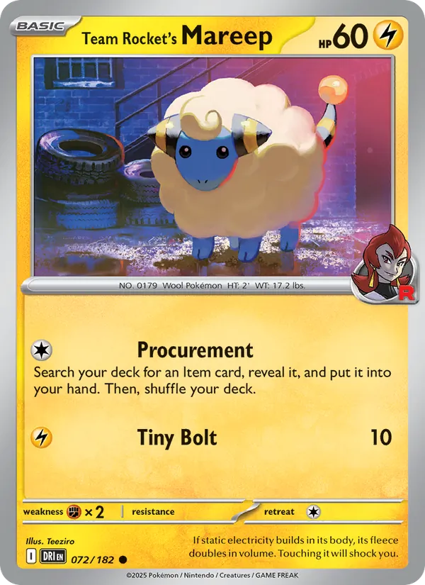 Team Rocket's Mareep - Destined Rivals Pokemon Card