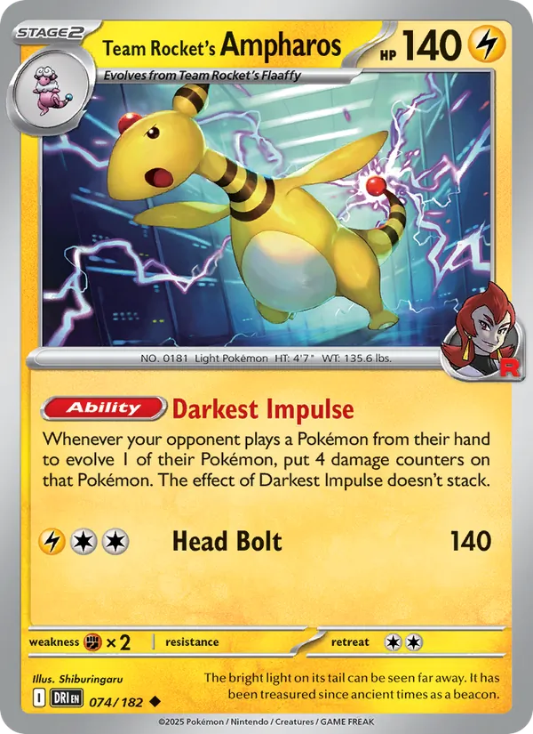 Team Rocket's Ampharos - Destined Rivals Pokemon Card