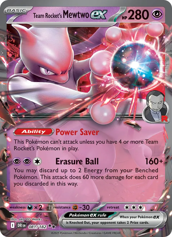 Team Rocket's Mewtwo ex - Destined Rivals Pokemon Card