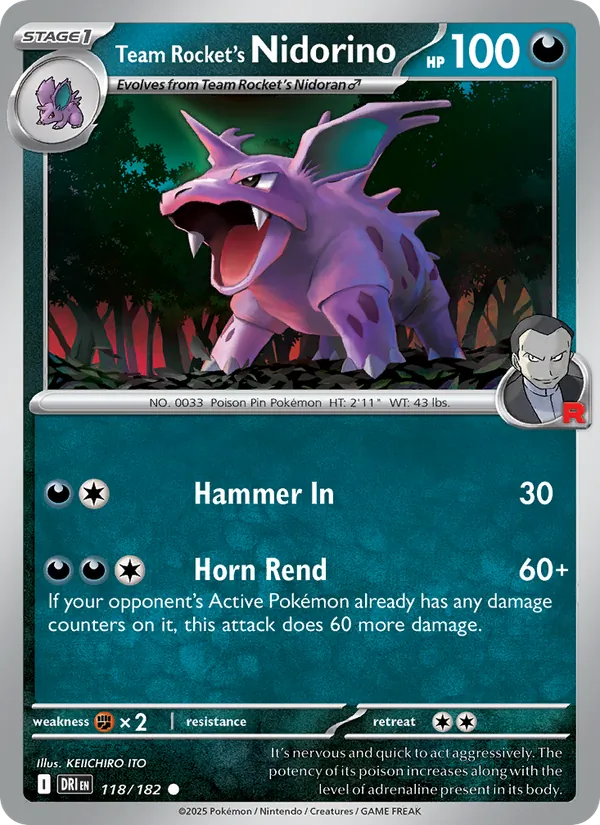 Team Rocket's Nidorino - Destined Rivals Pokemon Card