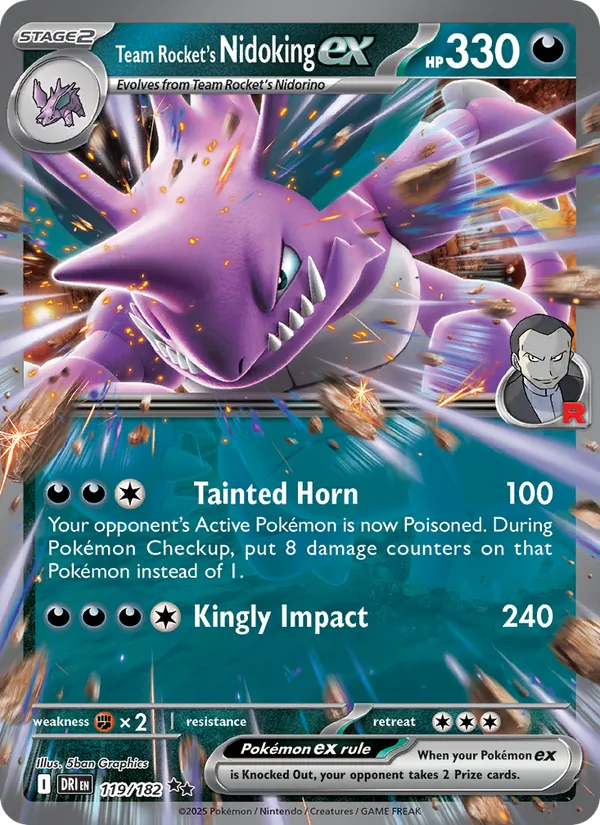 Team Rocket's Nidoking ex - Destined Rivals Pokemon Card