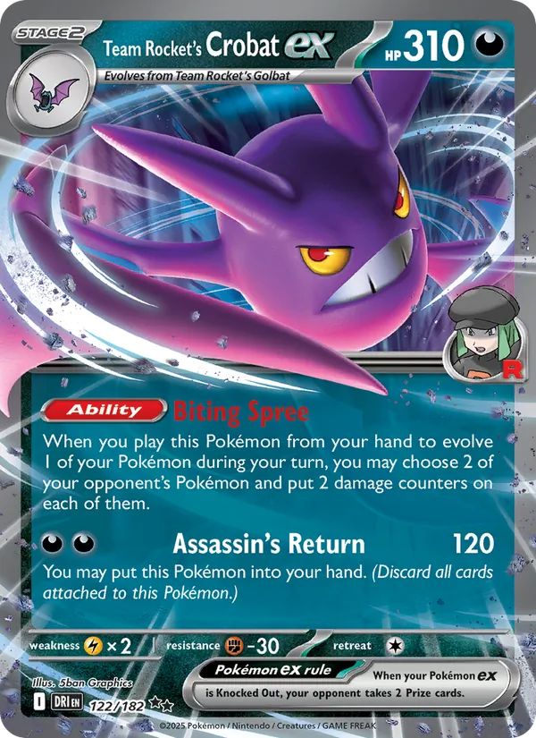 Team Rocket's Crobat ex - Destined Rivals Pokemon Card