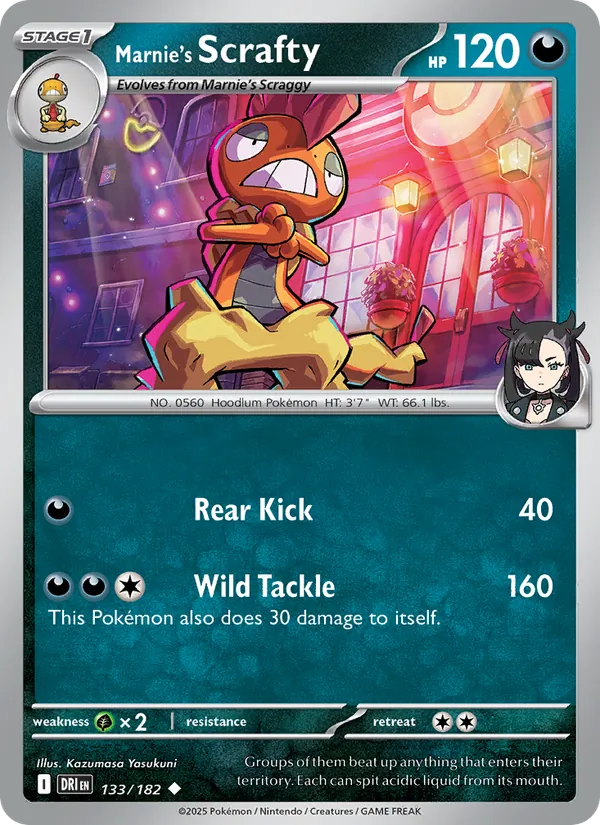 Marnie's Scrafty - Destined Rivals Pokemon Card