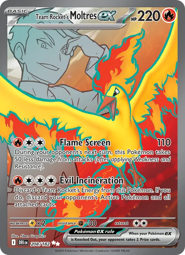 Team Rocket's Moltres ex - Destined Rivals Pokemon Card