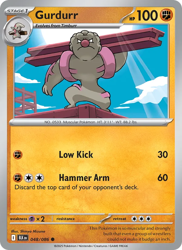 Gurdurr - Black Bolt Pokemon Card