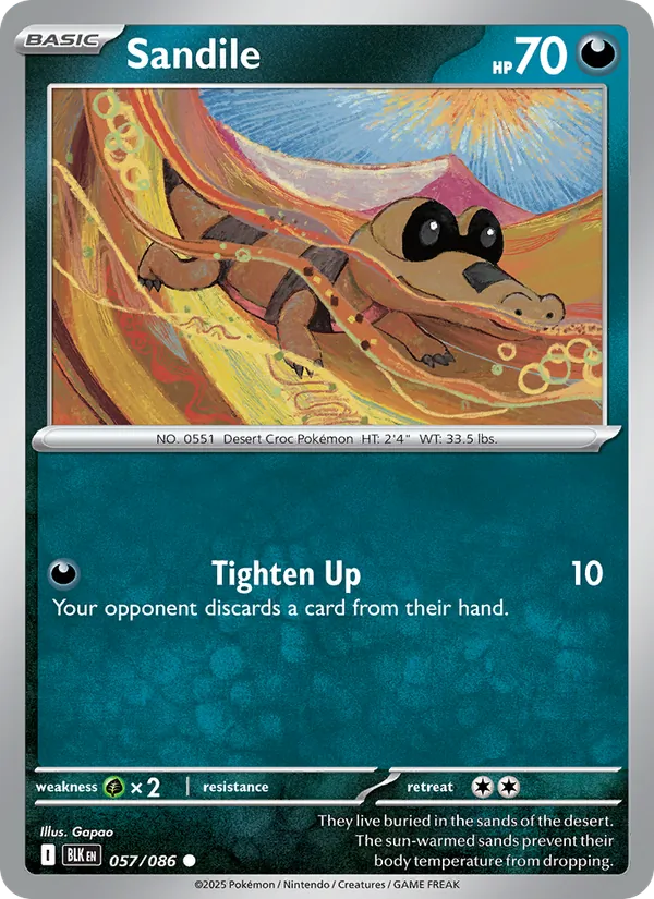 Sandile - Black Bolt Pokemon Card