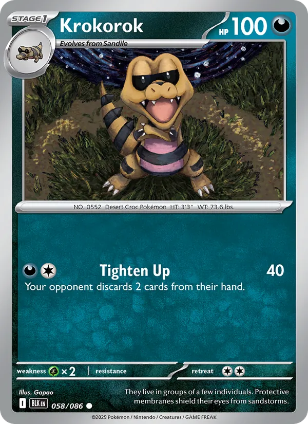 Krokorok - Black Bolt Pokemon Card