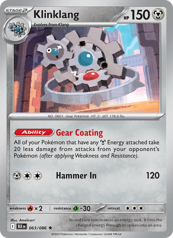 Klinklang - Black Bolt Pokemon Card
