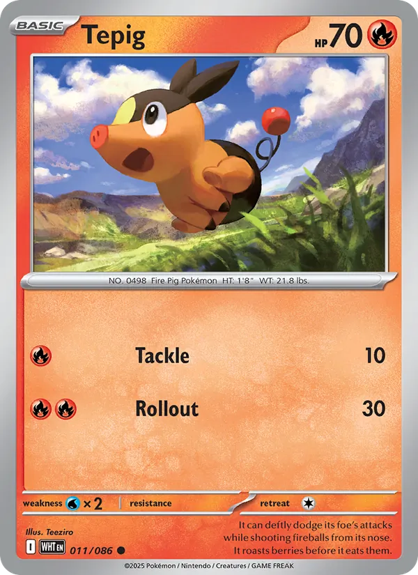Tepig - White Flare Pokemon Card