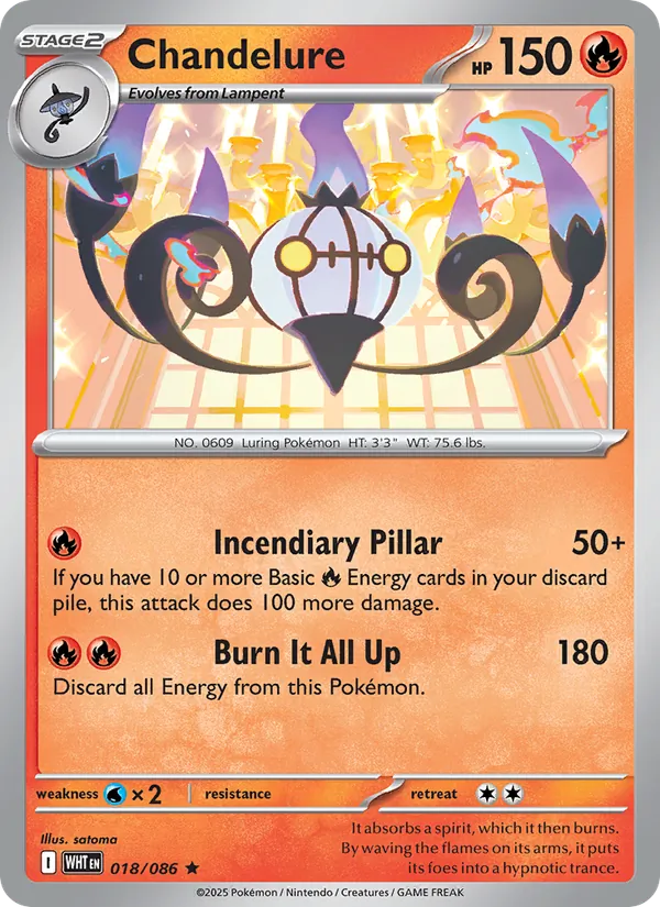Chandelure - White Flare Pokemon Card