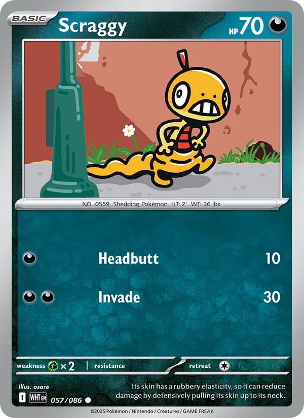 Scraggy - White Flare Pokemon Card