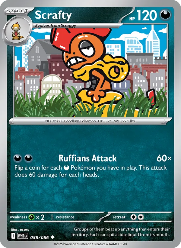 Scrafty - White Flare Pokemon Card