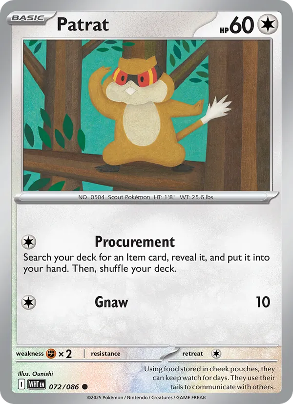 Patrat - White Flare Pokemon Card