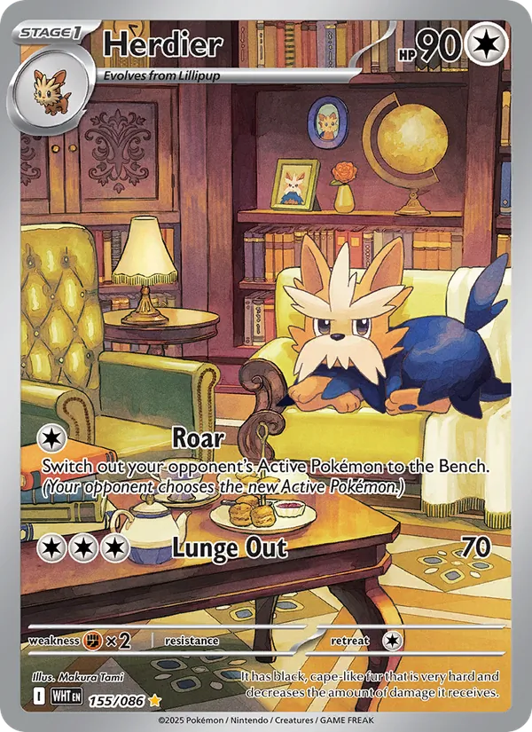 Herdier - White Flare Pokemon Card