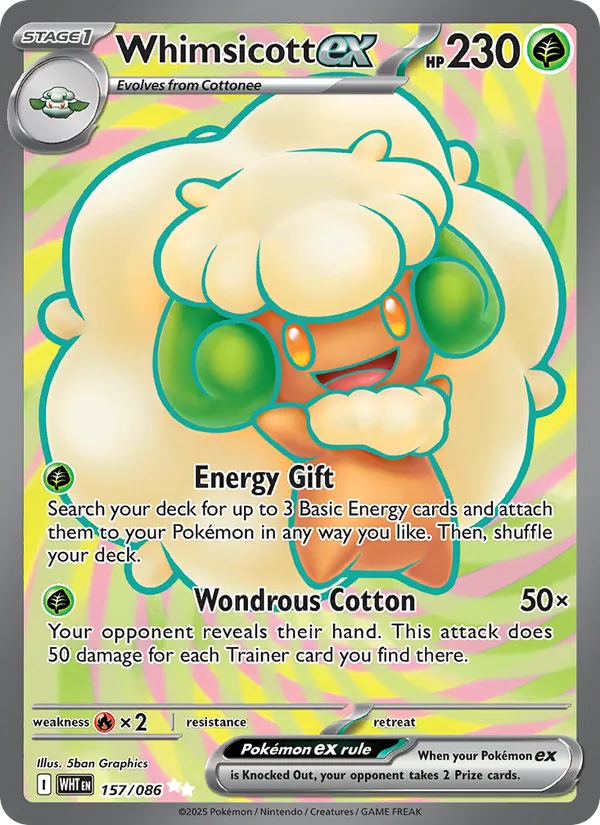 Whimsicott ex - White Flare Pokemon Card