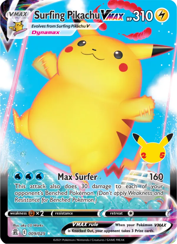 Surfing Pikachu VMAX - Celebrations Pokemon Card