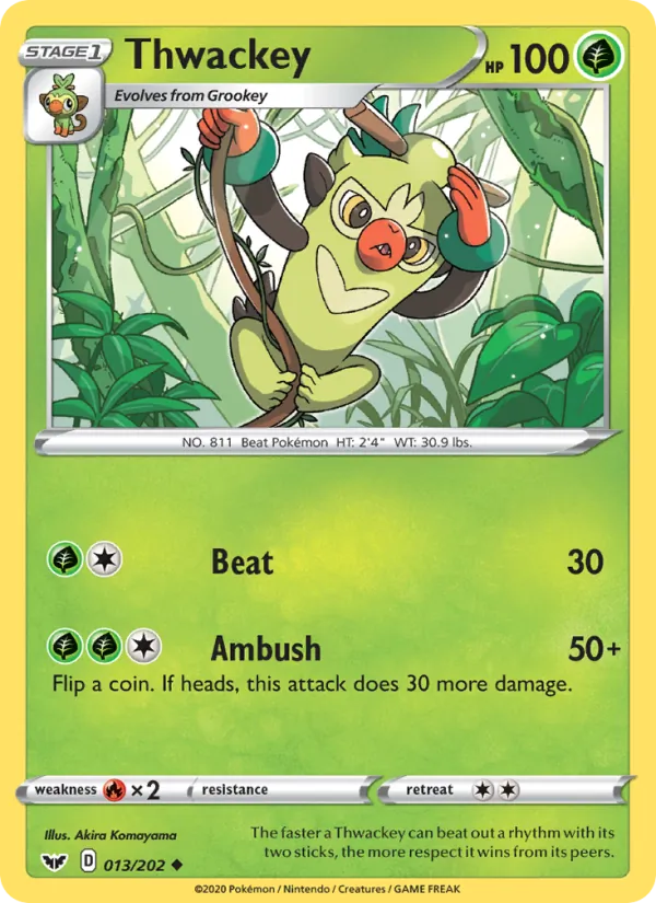 Thwackey - Sword & Shield Pokemon Card