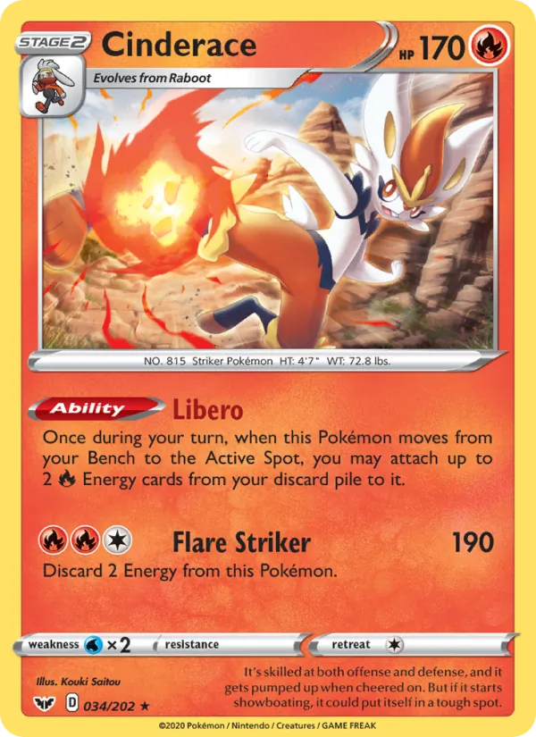 Cinderace - Sword & Shield Pokemon Card