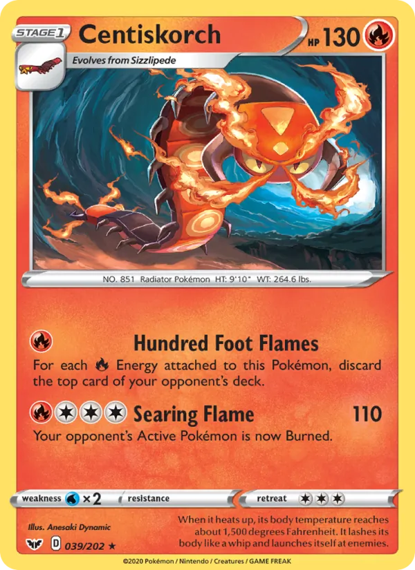 Centiskorch - Sword & Shield Pokemon Card