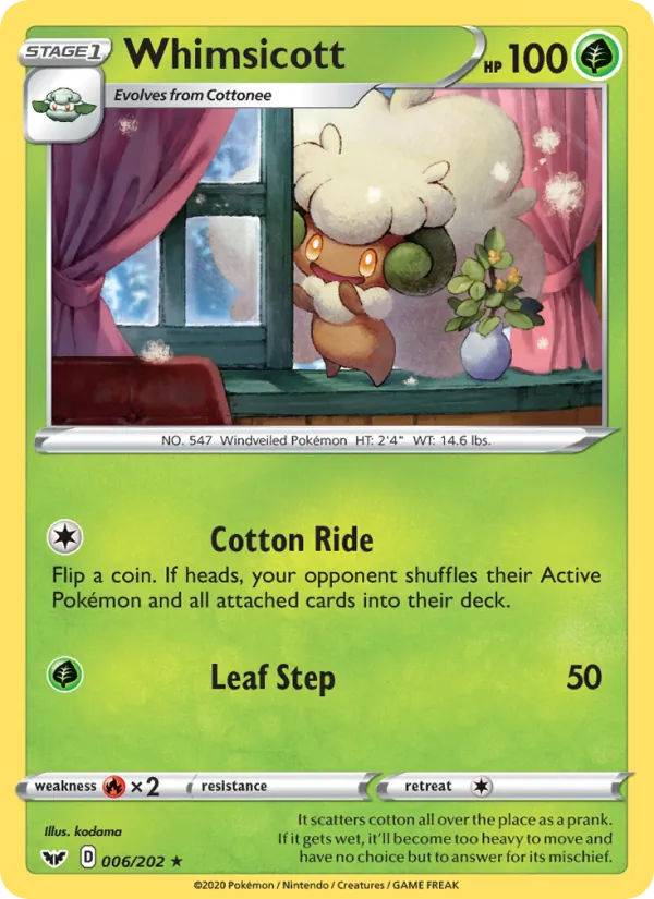 Whimsicott - Sword & Shield Pokemon Card