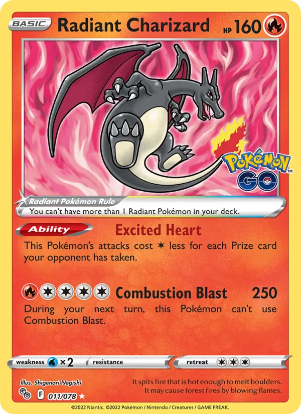 Radiant Charizard - Pokémon GO Pokemon Card