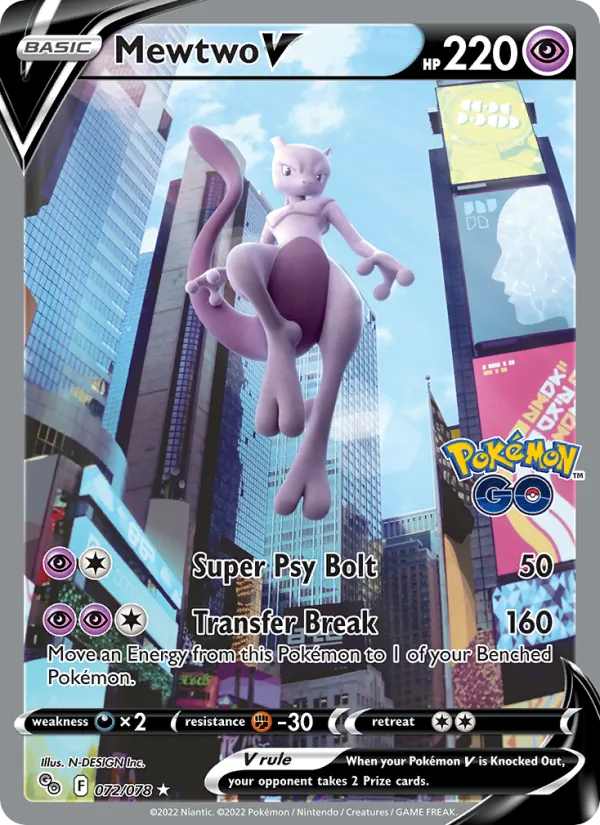 Mewtwo V - Pokémon GO Pokemon Card