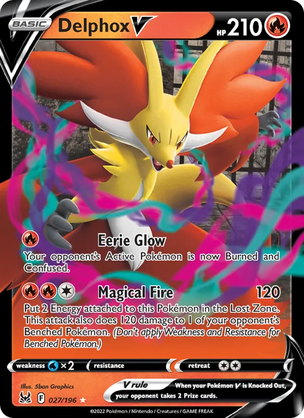 Delphox V - Lost Origin Pokemon Card